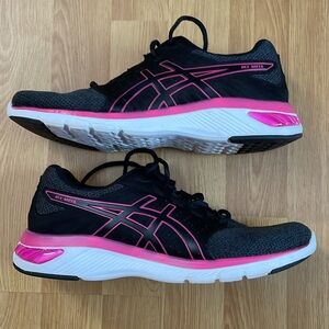 Asics Gel-Moya Black and Pink Sneakers